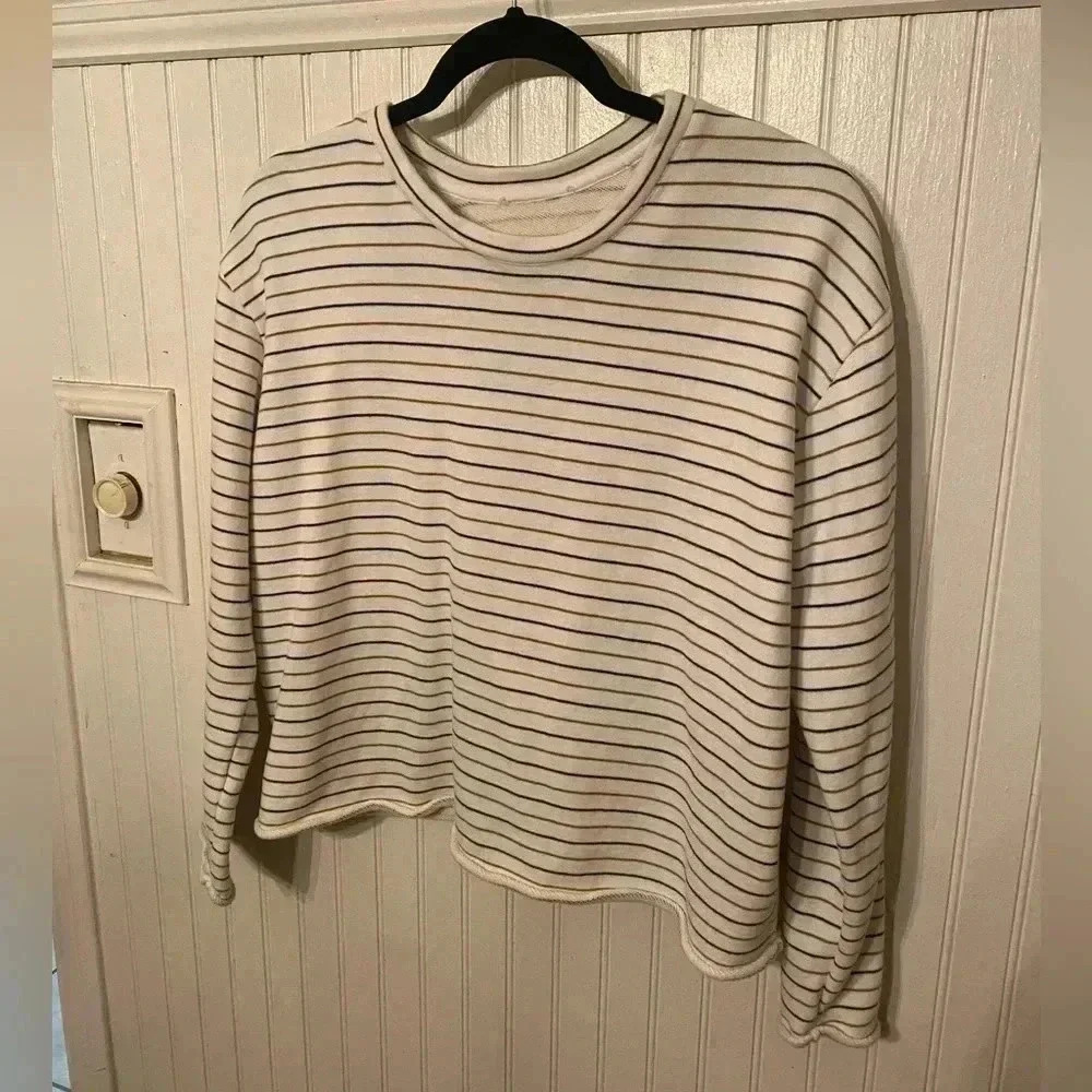 Vince striped cropped sweatshirt 100% cotton - Picture 4 of 9